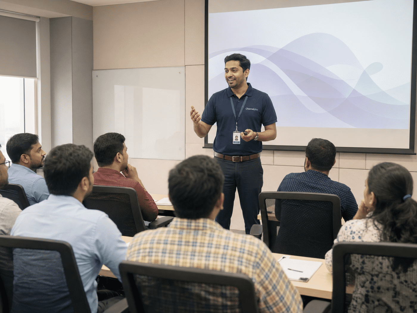 Instructor-led classroom training session for sales and retail teams