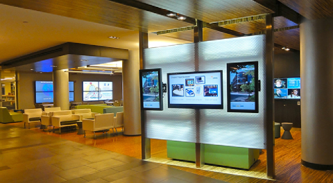 Digital signage display at a retail storefront