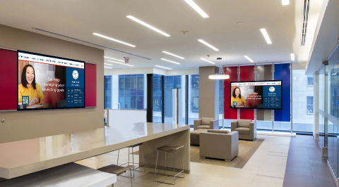 Digital menu boards inside a retail environment