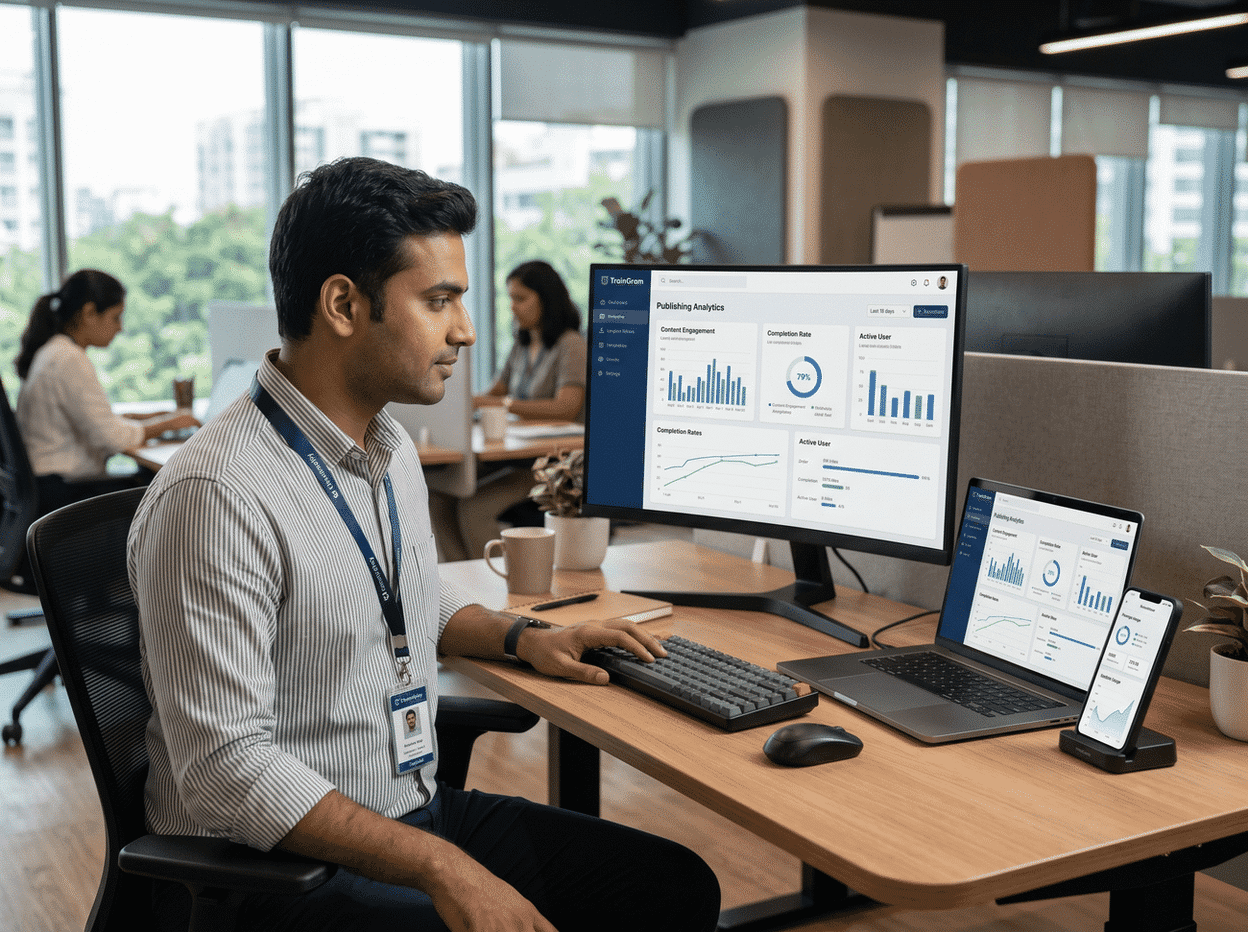 Training manager publishing and tracking microlearning content