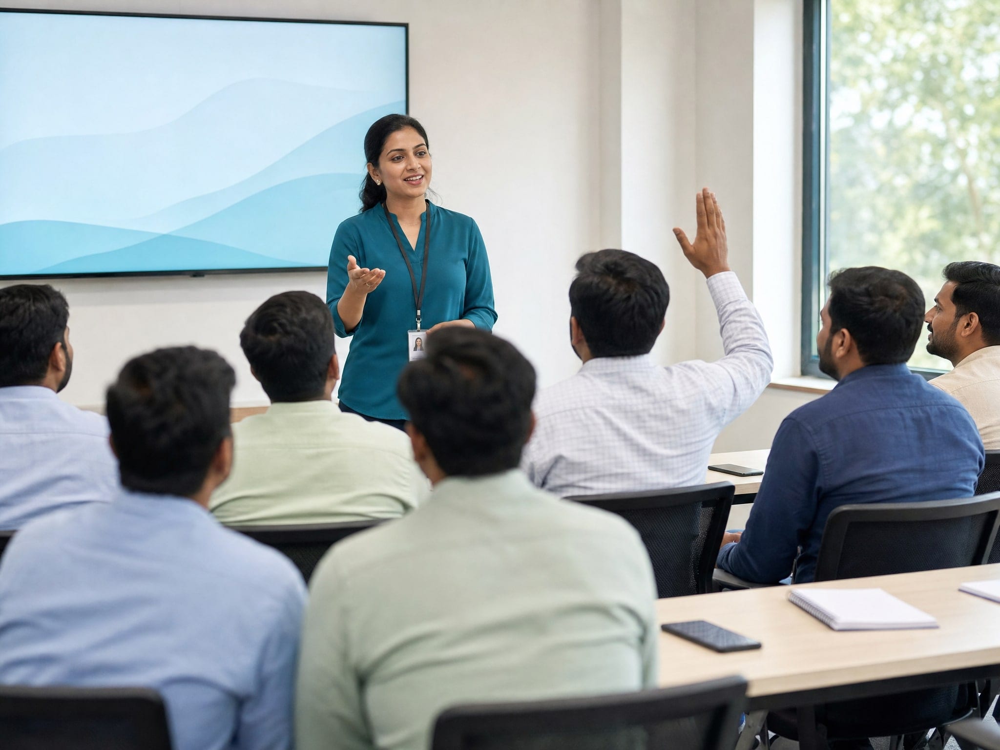Capvalis trainer leading a classroom session for field sales trainees